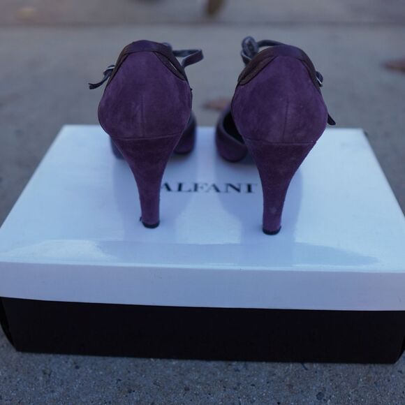 Alfani Purple Suede T-Strap Heels 4 In Stiletto Pumps Women's 7 Box - Picture 4 of 12
